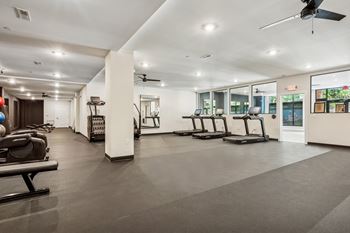 A spacious gym with treadmills